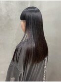 ワイドバング刈り上げ女子モード個性的かっこいいクール黒髪