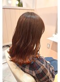 [sida 鹿毛] 10代20代　オレンジレッド　ミディアム韓国ヘアー