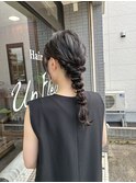 ぽこぽこ編みおろしヘアセット