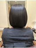 プラチナ矯正ワンレングスボブ