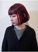 ミニボブ チェリーレッド 前髪あり/長峯千紘