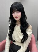 ブラック/水素カラー/韓国ヘア/渋谷/レイヤー/顔まわり
