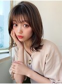 オリーブアッシュ/韓国ヘア/切りっぱなし/ボブルフ