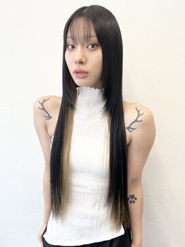 ココ 原宿(KOKO) インナーカラー黒髪小顔オリーブグレーココアベージュ