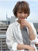 大人かわいい/レイヤーロング/グレーベージュ/前髪パーマ/錦糸町