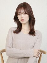 ガーデン オオタカノモリ(garden otakanomori)&nbsp;大人可愛いくびれミディアム×シースルーバング×艶ピンクカラー