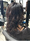 ＊くびれミディアムウルフパーマヘアロングウルフパーマスタイル