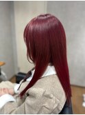大人可愛い艶カラーレッドカラー