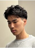 アップバング短髪ツイストスパイラルブリーチパーマツイスパ