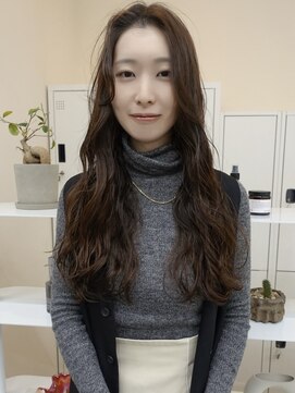 ロング×コテ巻き風パーマ×デジタルパーマ