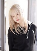ホワイトブロンド/ブリーチ/シースルー/ウルフレイヤー/本牧