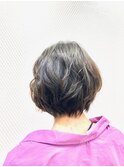 抜け感/グラボブ/くせ毛ショート/無造作パーマ/30代40代/小顔