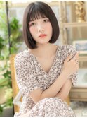 黒髪シースルーバング小顔切りっぱなしボブ川口