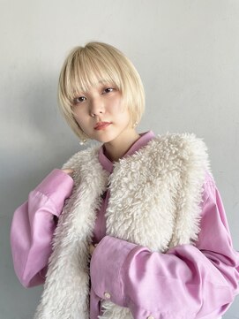 ルル 表参道(lulu.) ボブウルフ ミルクティーベージュ ブロンド フルバング【Riku】