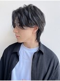 メンズショートヘアパーマセンターパートレイヤー面長K20240711