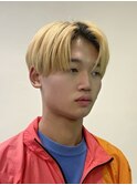 韓国風センターパートシースルーバングメンズ透明感カラー