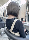 縮毛矯正くびれヘアアプリコットオレンジハイライトカラーボブ