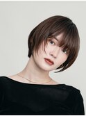 表参道酸性ストレートパーマ艶髪ショートベージュアッシュ40代