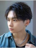 フェザーパーマセンターパートニュアンスパーマ韓国マッシュ黒髪