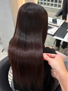 オリーブグレー髪質改善/黒髪/小顔/くすみベージュ/