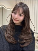 韓国ヘアーハッシュカットレイヤーカットグレージュブリーチ無し