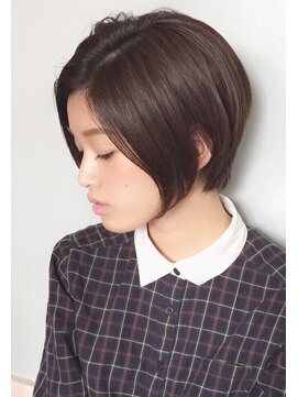 ベル 銀座5丁目店(Belle) 骨格補正小顔ショートボブ×ダークグレージュ