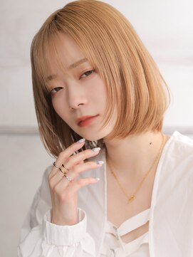 クラッチムク 博多口(CLUTCH muk.) 大人可愛い小顔美髪ツヤ髪ナチュラルボブ薄めバングA1