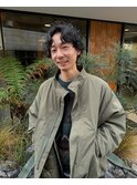 センター分けパーマニュアンスパーマスパイラルセンターパート