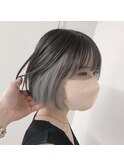 インナーカラー/イヤリングカラー/韓国風ヘア/グレージュ