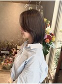 ロングボブ×アッシュベージュ