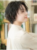 大人かわいい黒髪ウェットヘア束感ショートh4大宮20代30代40代