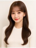 縮毛矯正 美髪ストレート ミルクティーカラー 艶髪ロング 20代