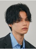 メンズセンターパート七三分けパートニュアンスパーマ刈り上げ