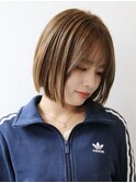 【HAIR One】ナチュラルベージュのミニボブ
