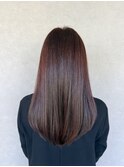 艶髪レッドブラウン＋ロングストレート