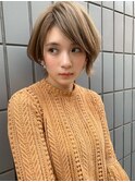 ブランジュ外ハネショートボブディ流しバング