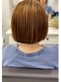 酸性縮毛矯正×切りっぱなしボブ×キャロットオレンジ