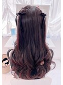 ちょこっと編み込みハーフツインのヨシンモリ巻き