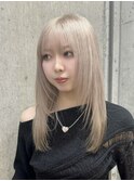 ミルクティーグレージュ暗めアッシュブラウンミディアムレイヤー