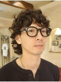 #メンズマレット・メンズウルフ・クルクルパーマ・外国人風ヘア