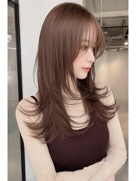 ノイエ 原宿 北参道(NoIE) ハッシュカットミディアムレイヤーココアブラウンダークアッシュ