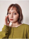 斜めバング/ベージュピンク/ボブ