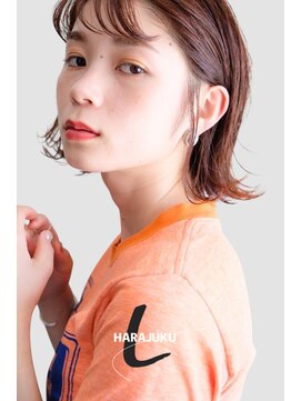 ラレイ ハラジュク(Lalei harajuku) 原宿切りっぱなしボブ外ハネボブ大人ボブ透明感カラーオレンジ