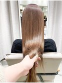 艶感明るめブラウン髪質改善ダメージレス縮毛矯正大人モテロング