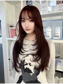 12902髪質改善チェリーレッド黒髪アッシュブラックワインレッド