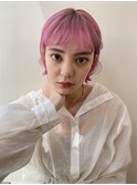 眉上バング/ビビットピンク