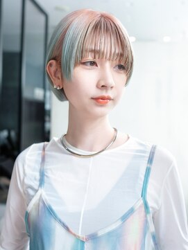 アルバム 銀座(ALBUM GINZA) ステップカットボブ_斜めバンググレージュカラー_9480