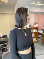 アンドチル 渋谷(AND CHILL)&nbsp;切りっぱなしボブ/ダークグレージュ/かきあげバング　渋谷