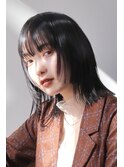 ボブウルフヘアぱっつん前髪／ブルーブラック【自由が丘】