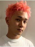 メンズダブルカラーペールピンクスパイキーショート熊本下通